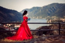 Red Dress On Castle with Desiree