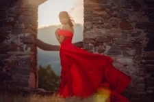 Red Dress On Castle with Desiree