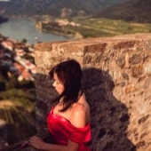 Red Dress On Castle with Desiree
