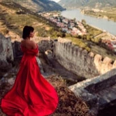 Red Dress On Castle with Desiree