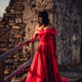 Red Dress On Castle with Desiree