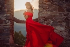 Red Dress On Castle with Desiree