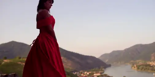 Red Dress On Castle with Desiree