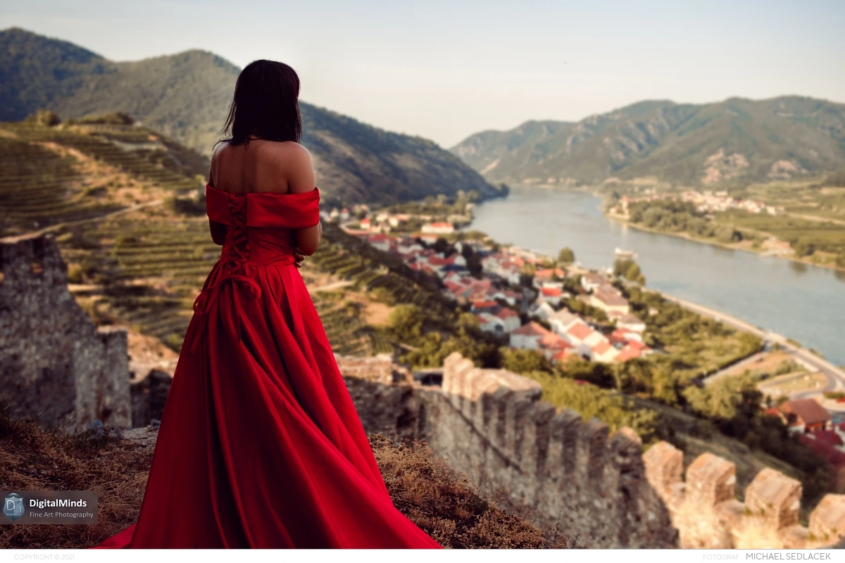 Red Dress On Castle with Desiree 06554
