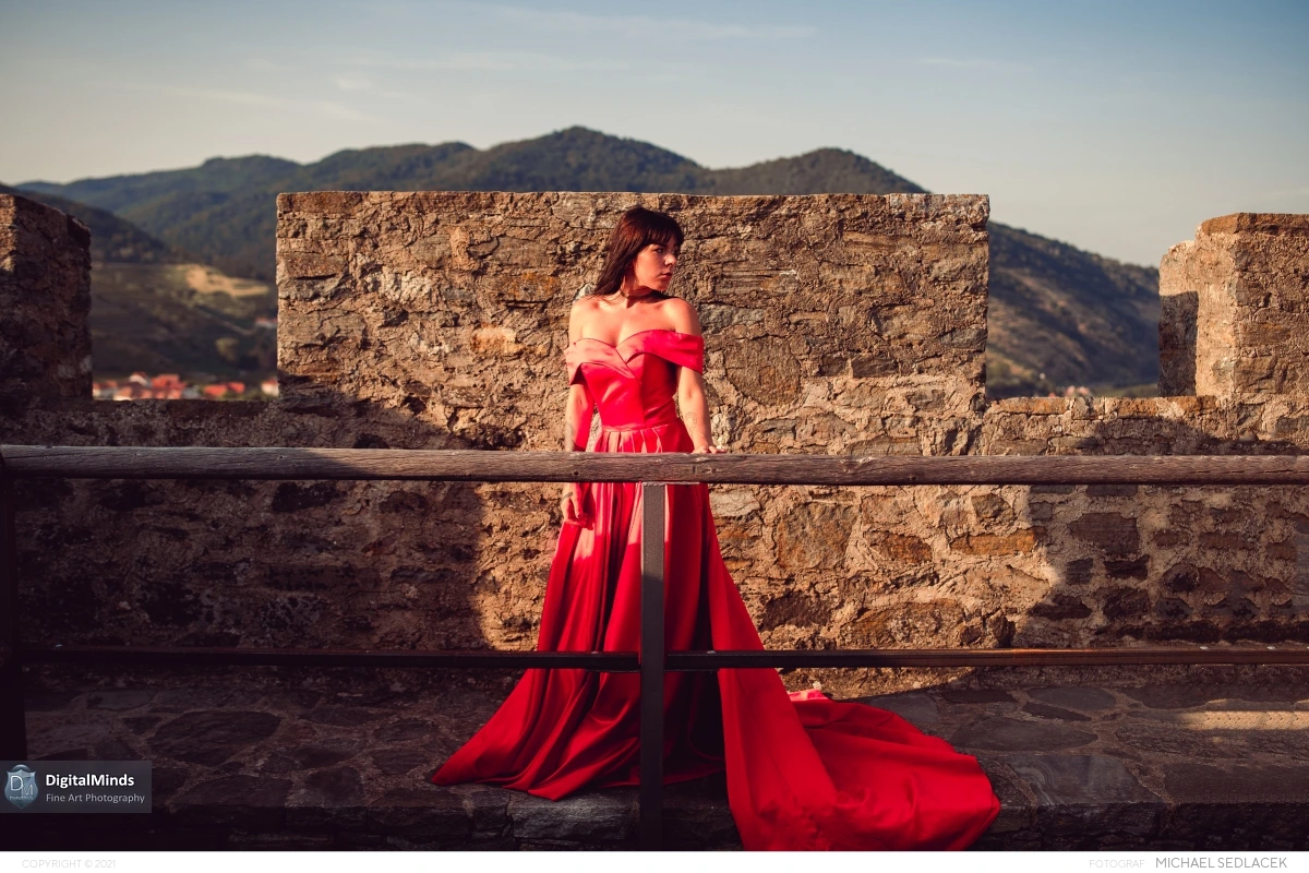 Red Dress On Castle with Desiree 06514