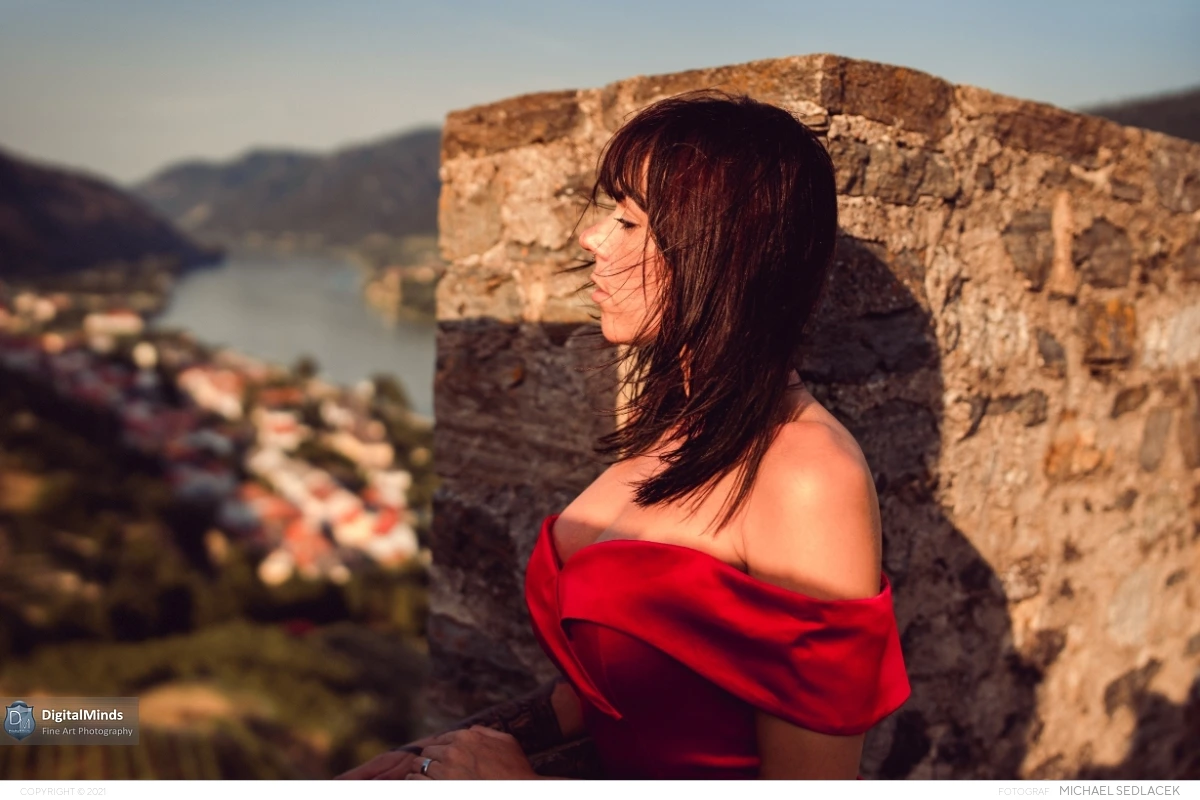 Red Dress On Castle with Desiree 06526