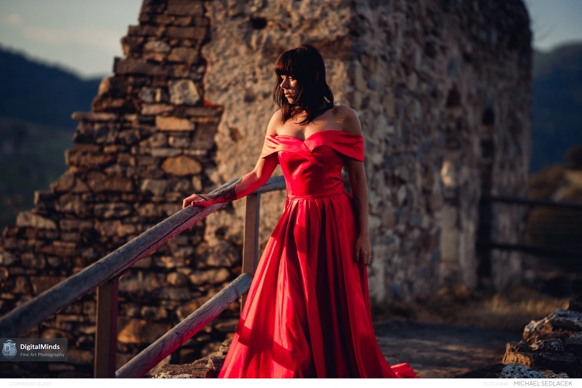 Red Dress On Castle with Desiree 06654