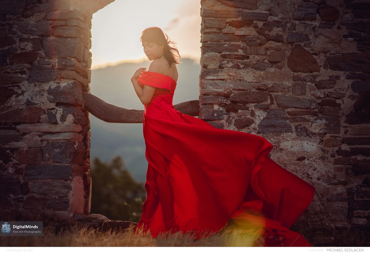 Red Dress On Castle with Desiree 06624